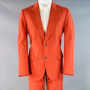 ACNE STUDIOS Size 36 Brick Polyester Cotton Notch Lapel Wide Leg Suit